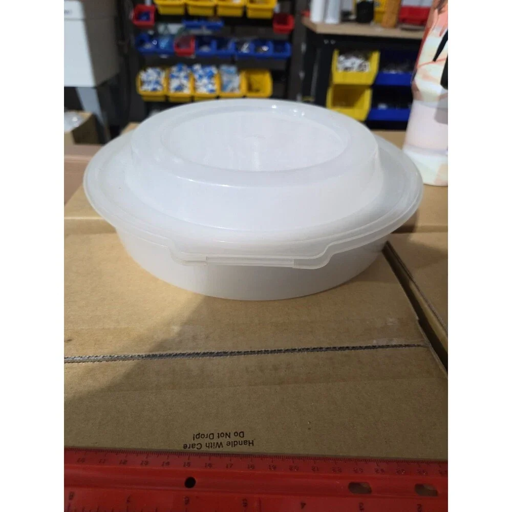 Vtg PIE KEEPER CARRIER Hinged Plastic Clam Shell~Holds 9